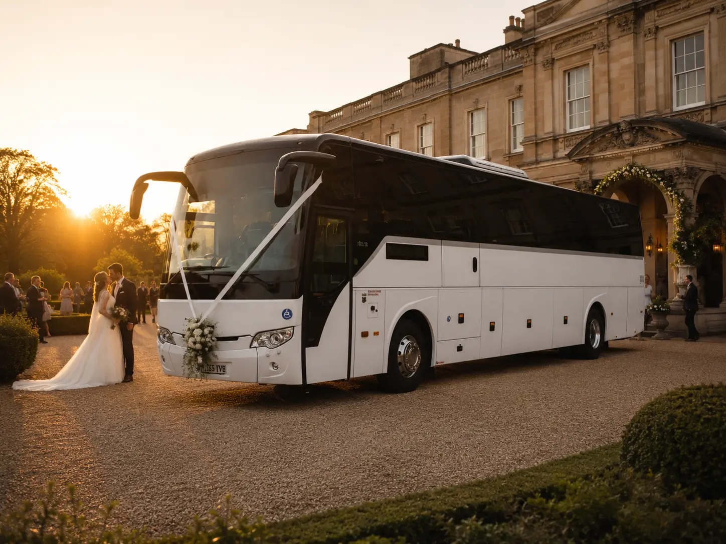 wedding-coach-hire-london-manor-arrival